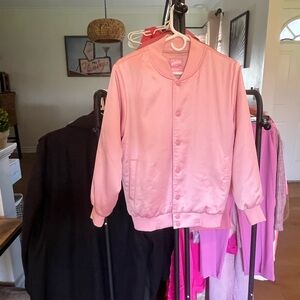 Pink satin Jacket Lightweight Casual Style